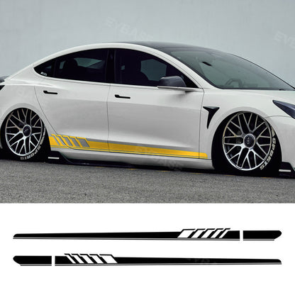 EVBASE Side Skirt Decals DIY Stickers Body Side Racing Stripe Stickers For Tesla Model 3/Y/S