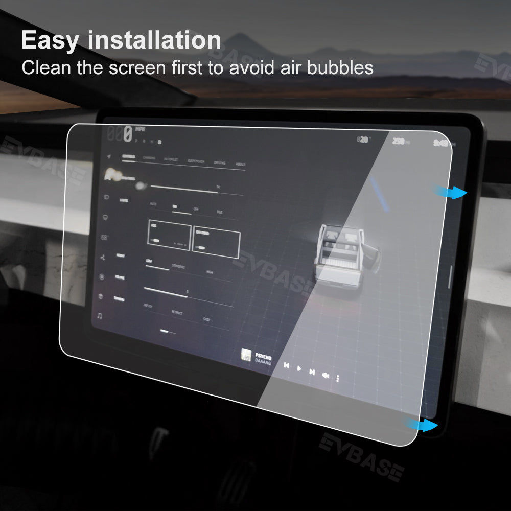 Tesla Cybertruck Screen Protectors Tempered Glass Front Infotainment screen Rear Screen Display HD Cover EVBASE