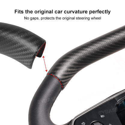 Tesla Cybertruck Steering Wheel Covers Real Carbon Fiber Upper Lower Overlays Trims