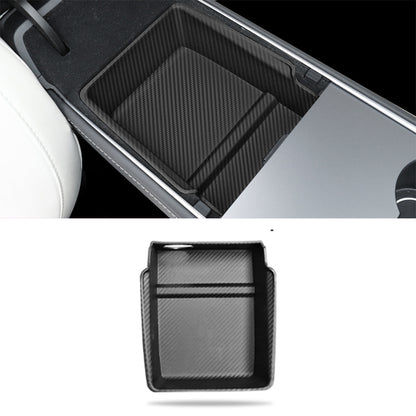 Center Console Tesla Organizer Carbon Fiber Armrest Storage Box Cup Holder Tesla Model 3 Y Accessories