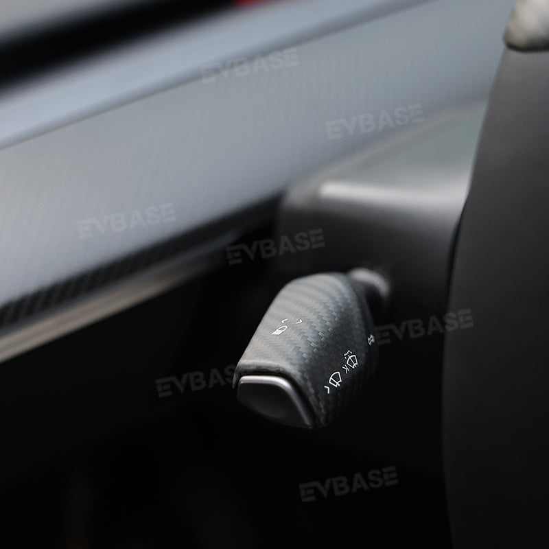 EVbase Model Y Model 3 Carbon Fiber Column Gear Shift Cover Tesla Steering Lever Cover Real Carbon Fiber