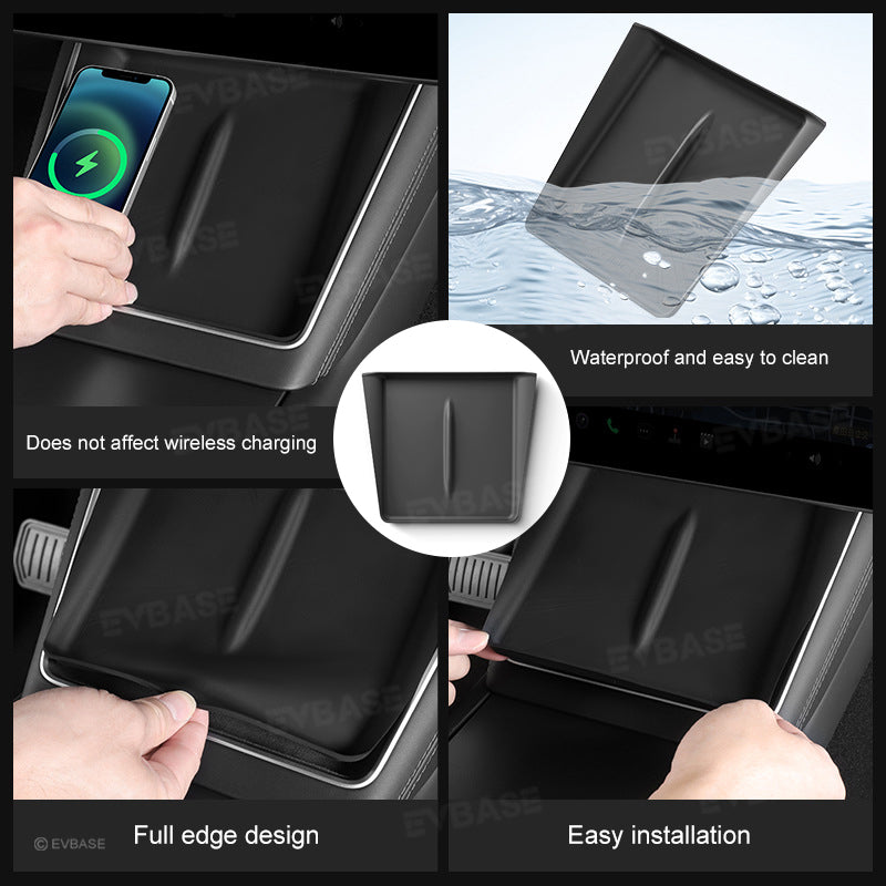 Tesla Model Y Juniper Center Console Wireless Charging Pad Anti-Slip Silicone Charger Liner