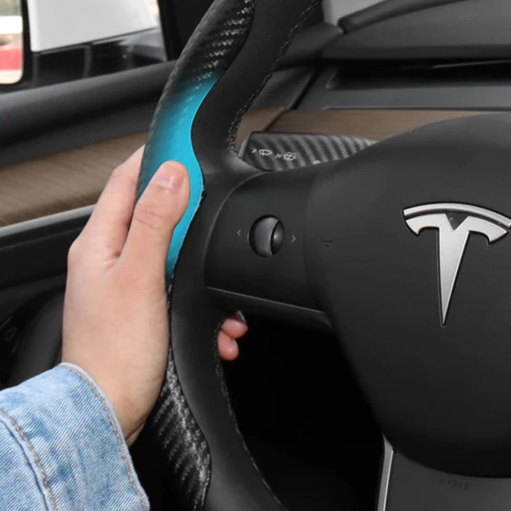 Telsa Model 3 Y Real Carbon Fiber Steering Wheel Cover Tesla Accessori -  EVBASE-Premium EV&Tesla Accessories