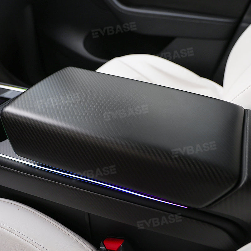 EVbase Tesla Central Control armrest Box Cover Real Carbon Fiber For Model 3 Y