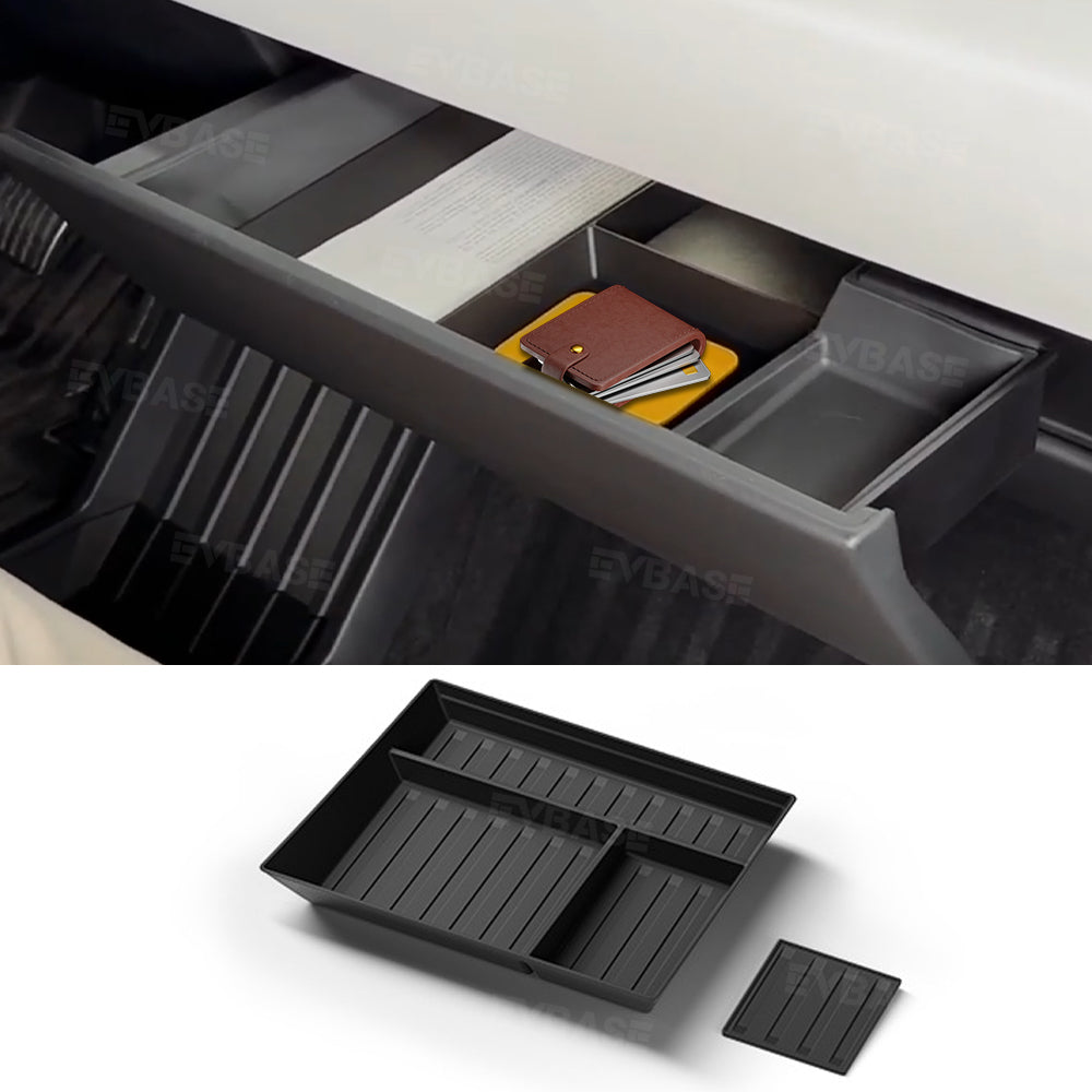 Tesla Cybertruck Glove Box Organizer Tray Storage Box With Rubber Mat EVBASE