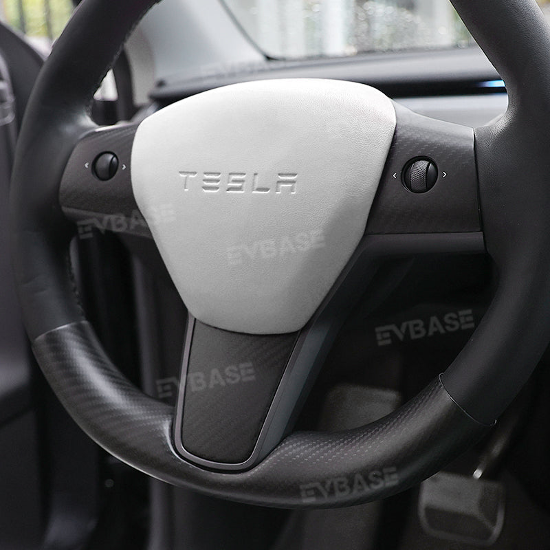 EVBASE Carbon Fiber Tesla Steering Wheel Middle frame Cover For Model 3 Y