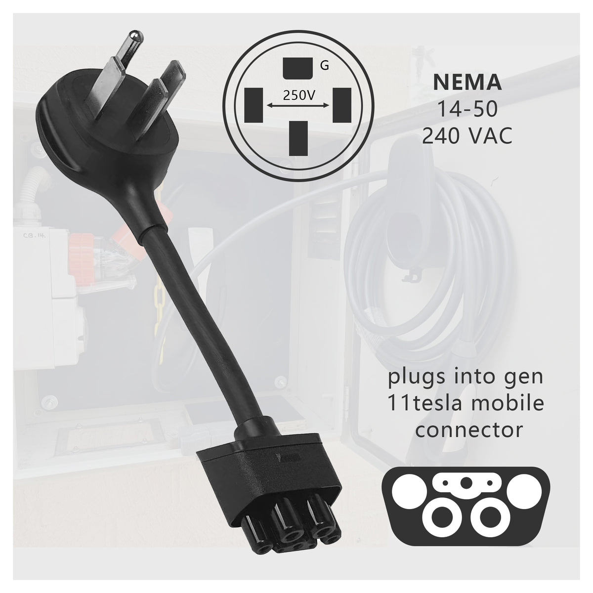 Gen 2 NEMA 14-50 Adapter for Tesla Mobile Portable Charger NEMA 14