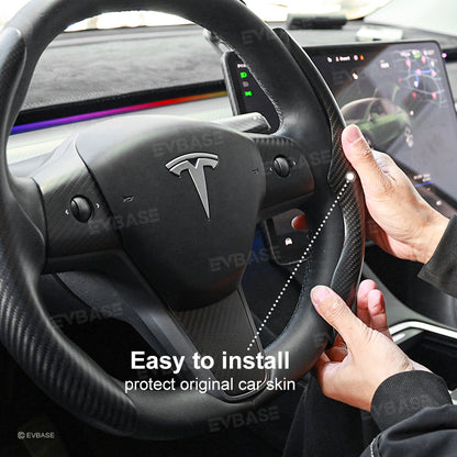 Telsa Model 3 Y Real Carbon Fiber Steering Wheel Cover Tesla Accessories