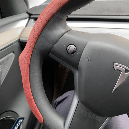 Tesla Model 3 Y Steering Wheel Cover Leather Breathable Non-Slip Protector Steering Wheel Wrap Kit