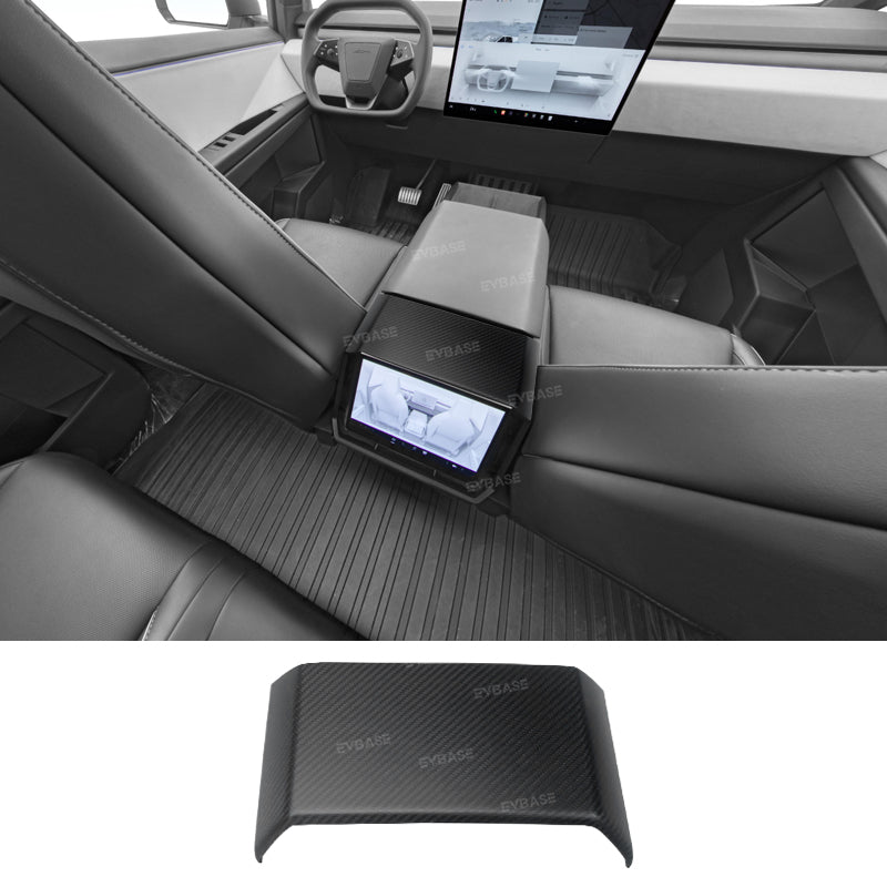 Tesla Cybertruck Rear Screen Overlay Real Carbon Fiber Display Frame Cover Backseat Air Vent Protection