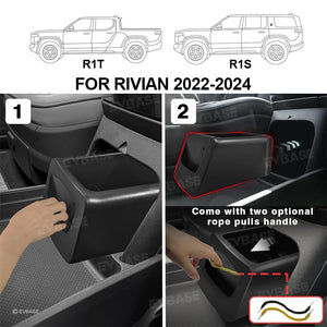 Rivian R1S R1T Camp Speaker Drawer Organizer Lockable Center Console Storage Box ABS Tray