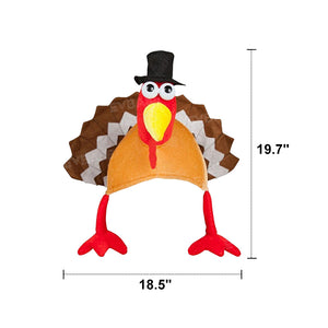 Thanksgiving Turkey Hats Plush Cap Party Novelty Hats Thanksgiving Costume Dress-Up Seat Headrest Cover