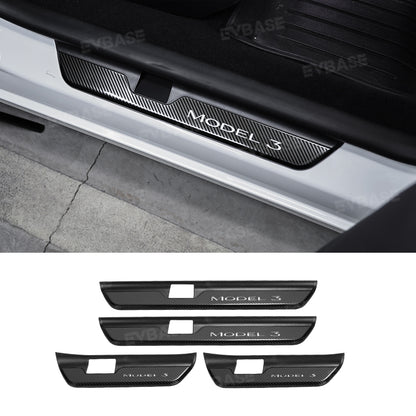 Tesla Model 3 Highland Illuminated Door Sills Covers Plates Protector LED Strip Welcome Pedal EVBASE