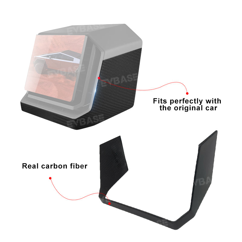 Tesla Cybertruck Rear Screen Overlay Real Carbon Fiber Display Frame Cover Backseat Air Vent Protection