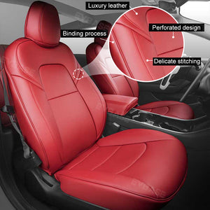 Custom Seat Covers Luxury NAPPA Litchi Vegan Leather Breathable Cushion For Tesla Model Y 3