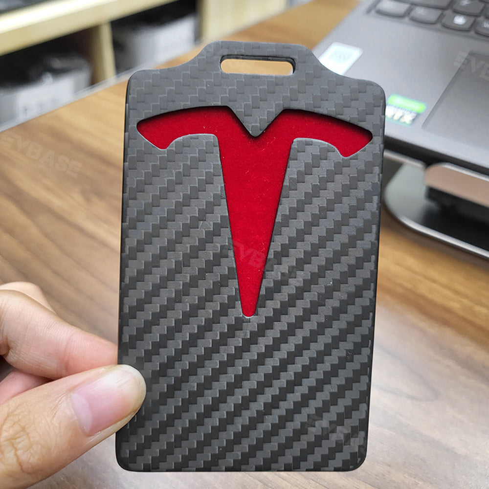 Tesla Key Card Holder Real Carbon Fiber Card Case Keychain Protective Card Sleeves EVBASE