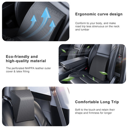 Tesla Model 3/Y Headrest Lumbar Support Kit NAPPA Leather Latex Ergonomic Cushion Neck Pillow Inspired By Cybertruck