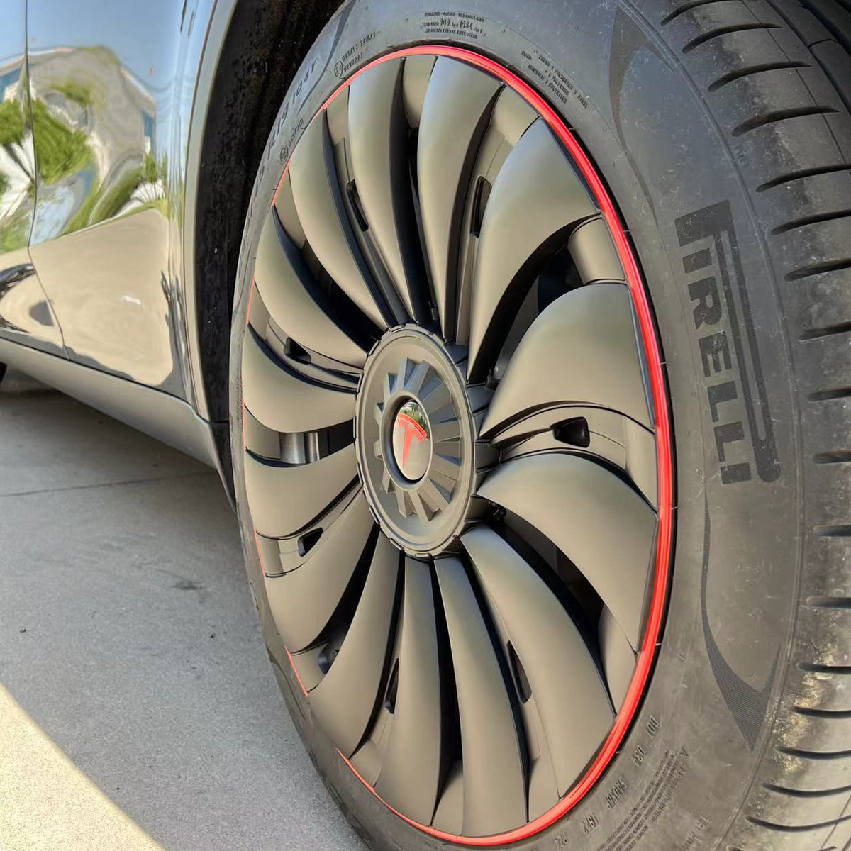 Tesla Redline Wheel Caps Model Y Überturbine Wheel Covers 19 inch Matt -  EVBASE-Premium EV&Tesla Accessories