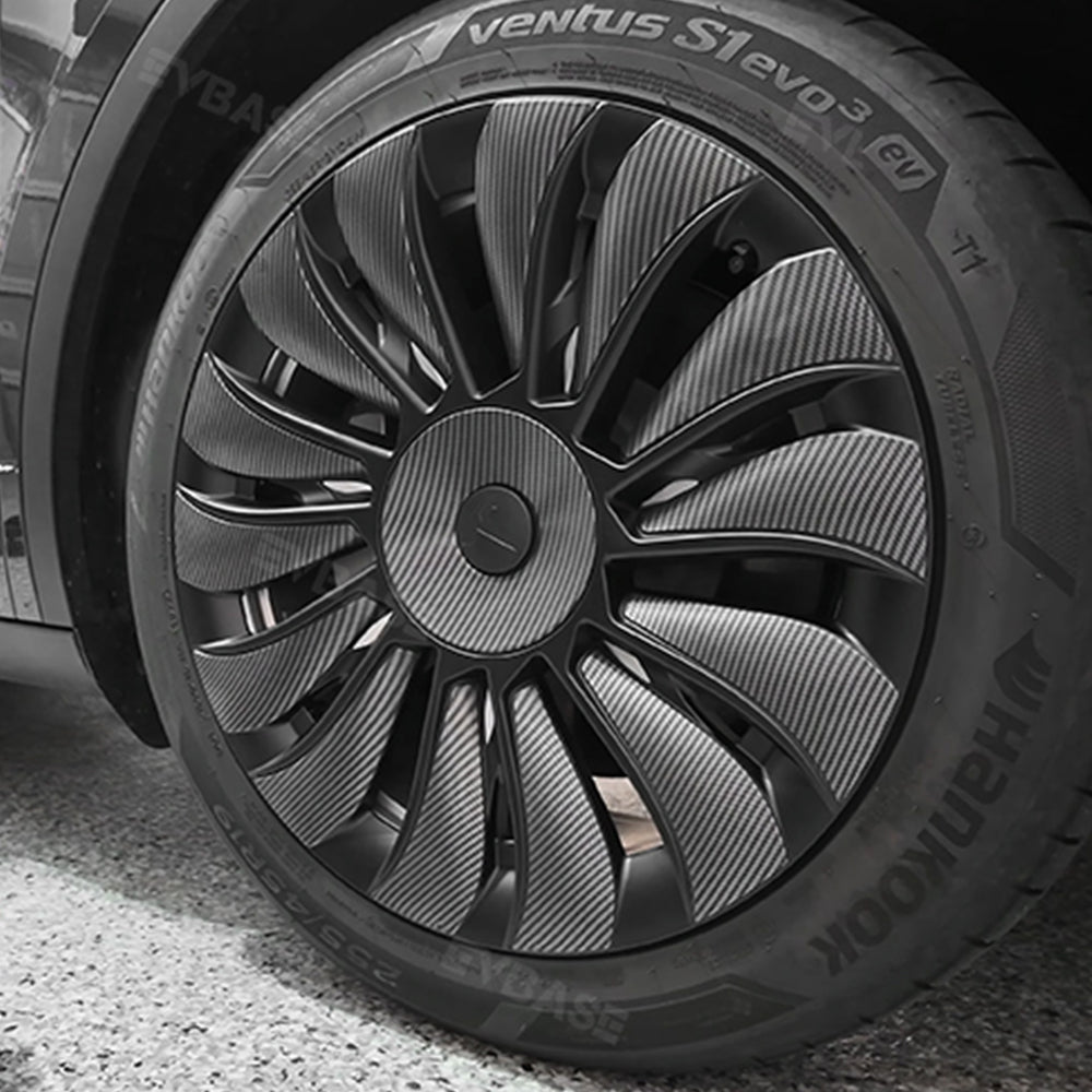 Model Y Überturbine Wheels Covers 19inch Carbon Fiber Texture for Tesla Gemini Wheels Exterior Accessories