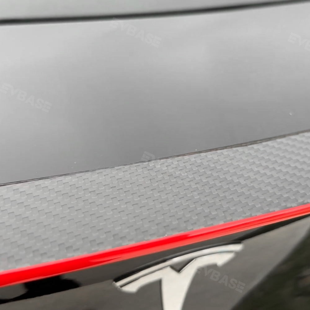 EVBASE Tesla Red Real Carbon Fiber Spoiler Wing for Model 3 Y -  EVBASE-Premium EV&Tesla Accessories