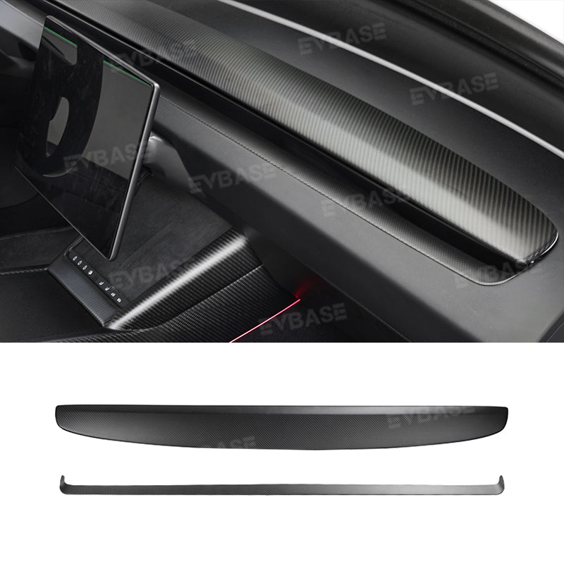 EVBASE Real Carbon Fiber Tesla Dashboard Front Door Cover Trim For Model 3 Y