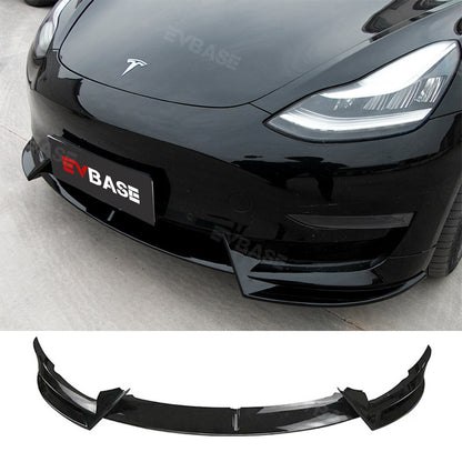 EVBASE Tesla Model Y Front Bumper Lip Fascia Front Lip Spoiler ABS Sport Body Kit Front Apron Model 3