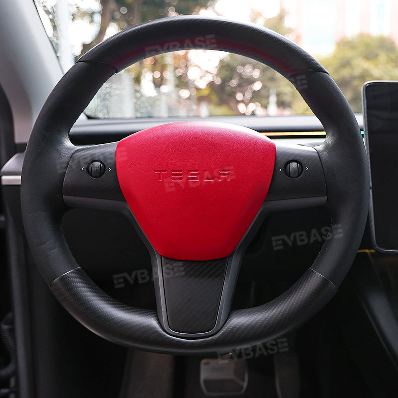 EVBASE Tesla Model 3 Y Real Carbon Fiber Steering Wheel Cap Tesla Carbon Fiber Interior