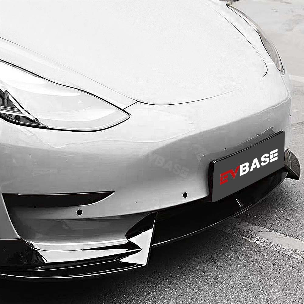 EVBASE Tesla Model Y Front Bumper Lip Fascia Front Lip Spoiler ABS Sport Body Kit Front Apron Model 3