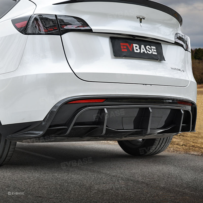 Tesla Model Y Rear Bumper Lip Wing Diffuser Replacement Splitter Spoiler ABS Body Kit Black Warrior Style