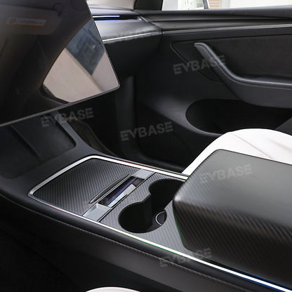 EVbase Real Carbon Fiber Tesla Center Console Trim Panel Cover For Model 3 Y