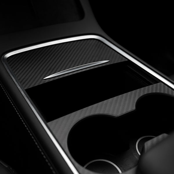 EVbase Real Carbon Fiber Tesla Center Console Trim Panel Cover For