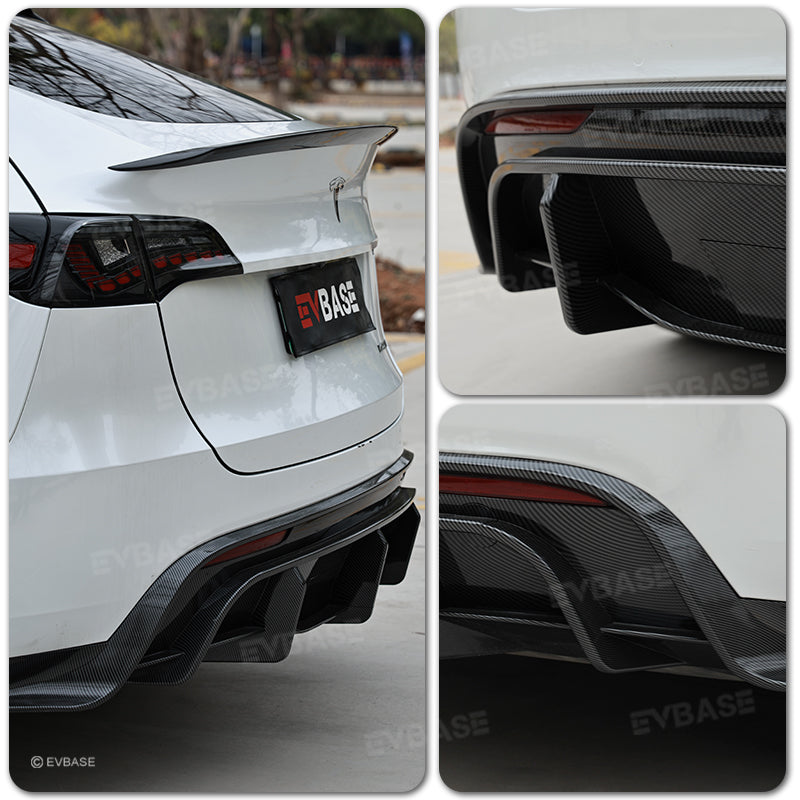 Tesla Model Y Rear Bumper Lip Wing Diffuser Replacement Splitter Spoiler ABS Body Kit Black Warrior Style