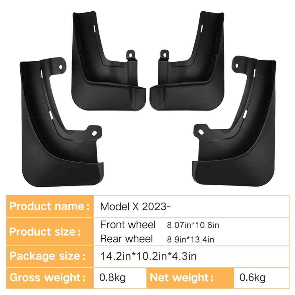 EVBASE Model X Mud Flaps Tesla Model X Splash Guards Mudguards Model X Exterior Accessories