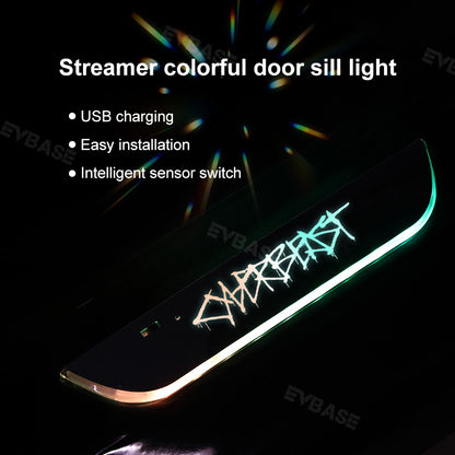 Tesla Cybertruck Illuminated Door Sill Protectors With Cyberbeast Graffiti Logo Welcome Pedal Plates LED Lights