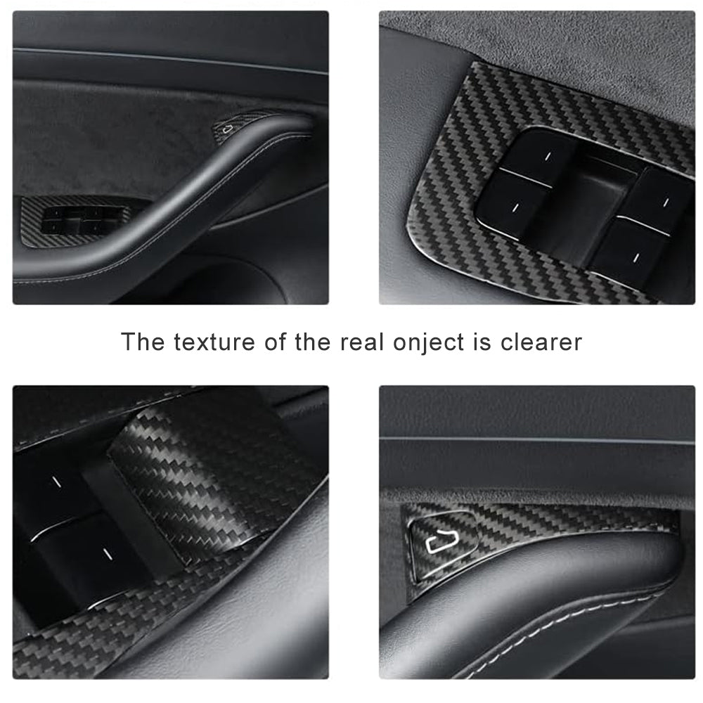 Tesla Model Y Juniper Window Lift Button Trim Switch Cover Real Carbon Fiber Door Armrest Panel Cover