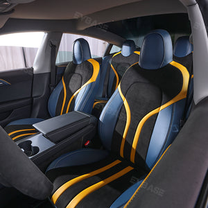 Tesla Model 3 Y Seat Covers All-Inclusive Seat Protector Full Set Black & Blue & Yellow