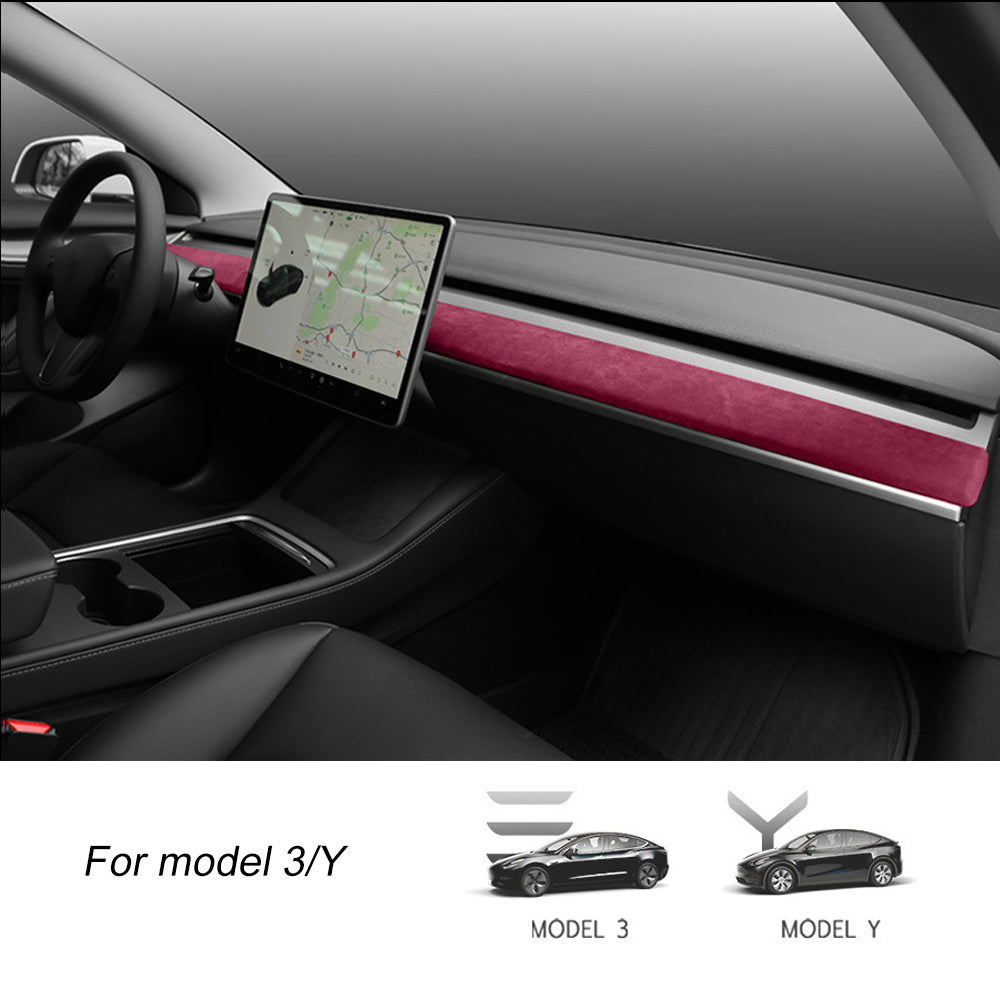 Tesla Model 3/Y Alcantara Dashboard Cover Interior Trim Dash Replacement Center Console Panel Strip