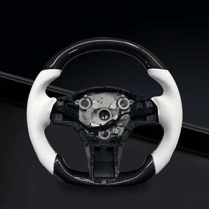 Tesla Model 3 Y Steering Wheel Carbon Fiber Personality Customize with Heating Function