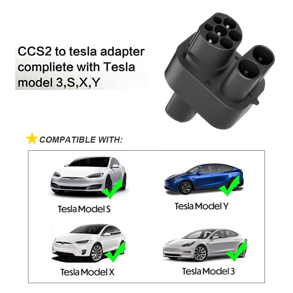 CCS2 to Tesla AC+DC Charger Adapter Charging Stations Accessories for Tesla Model 3/S/X/Y Fast Charging