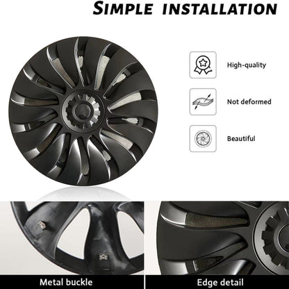 4PCS New Tesla Model Y Wheel  cap Überturbine Wheel Covers 19inch Model Y Gemini Wheel Cover Matte