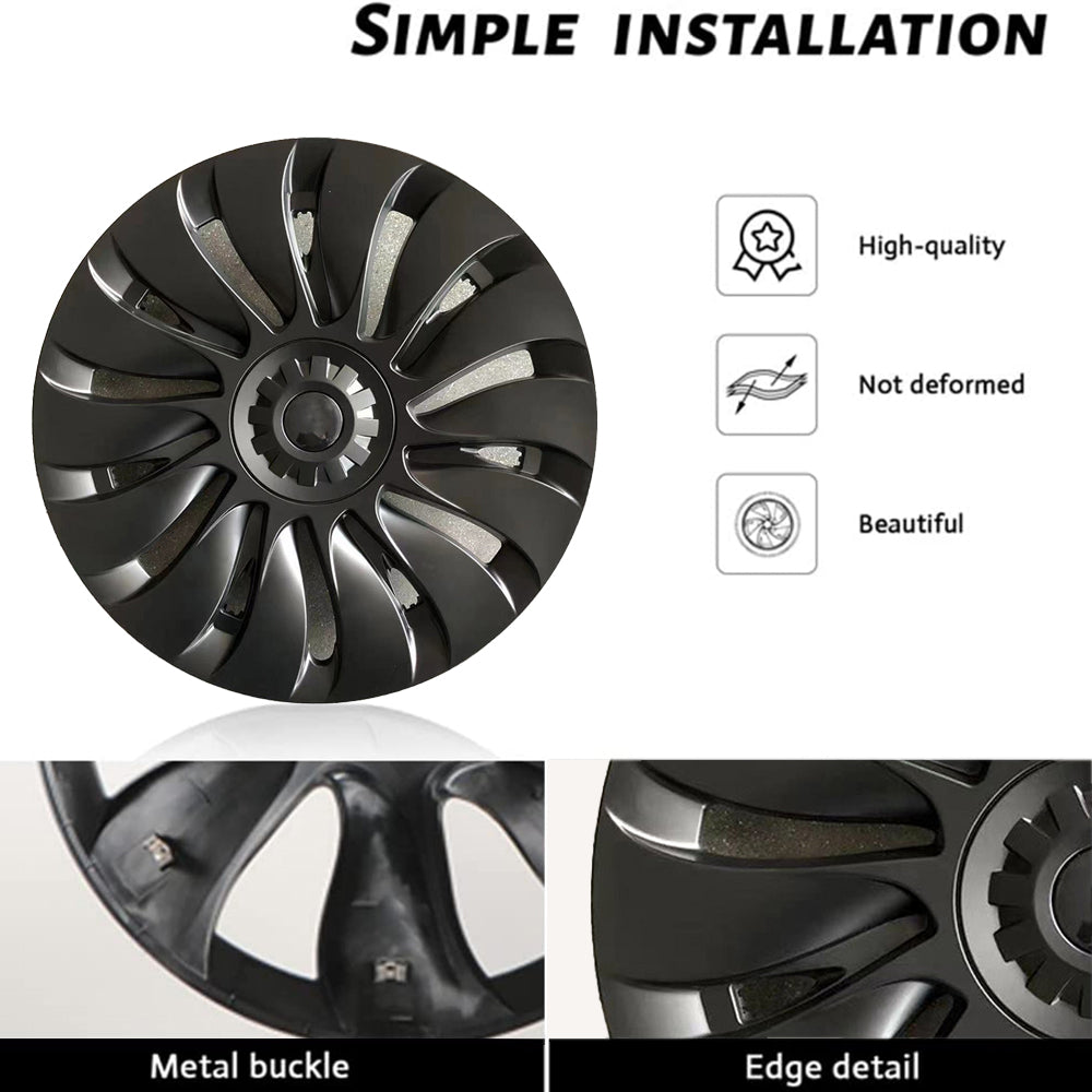 Tesla Model Y Induction Wheel Covers 19 inch 4PCS Matte Black Model Y -  EVBASE-Premium EV&Tesla Accessories