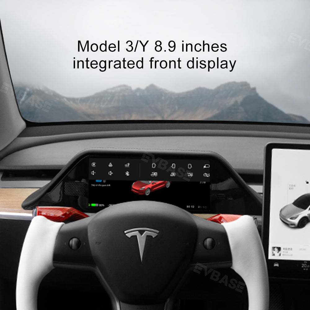 EVBASE Tesla Model 3/Y 8.9 Inch Dashboard Screen Inspired By Model X Head Up Display Instrument Cluster