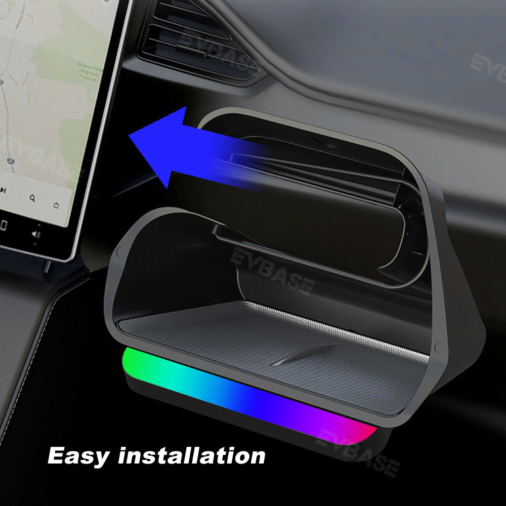 Tesla Model 3/Y/ 3 Highland Under Screen Storage Tray With LED Ambient Light Center Console Organizer Box EVBASE