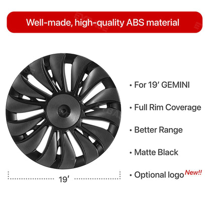 Model Y Überturbine Wheels Covers 19inch Carbon Fiber Texture for Tesla Gemini Wheels Exterior Accessories