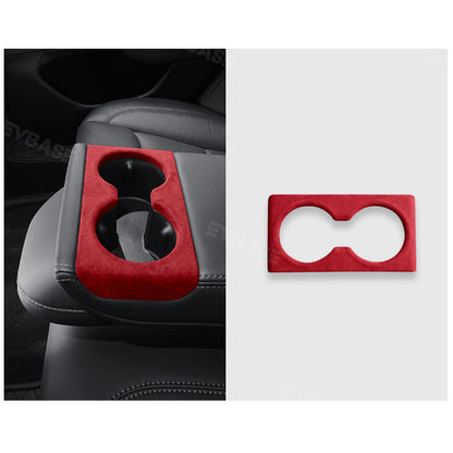 Tesla Model 3 Highland Alcantara Rear Seat Cup Holder Cover Center Console Sticker Panel Armrest Console Decorative Trim