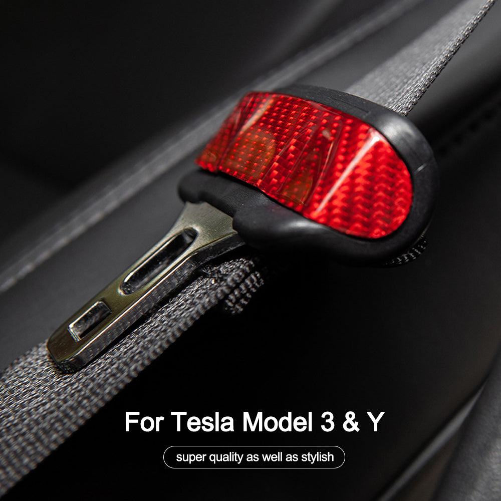 Tesla Model 3 Y Seat Belt Fascia Cover Real Carbon Fiber Tesla Interior Accessories Seatbelt 2pcs