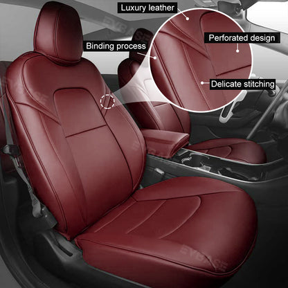 Custom Seat Covers Luxury NAPPA Litchi Vegan Leather Breathable Cushion For Tesla Model Y 3