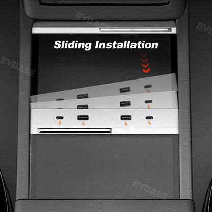Tesla Model 3 Highland USB Hub Adpter Docking Station 4-Port 65W Center Console Fast Charger