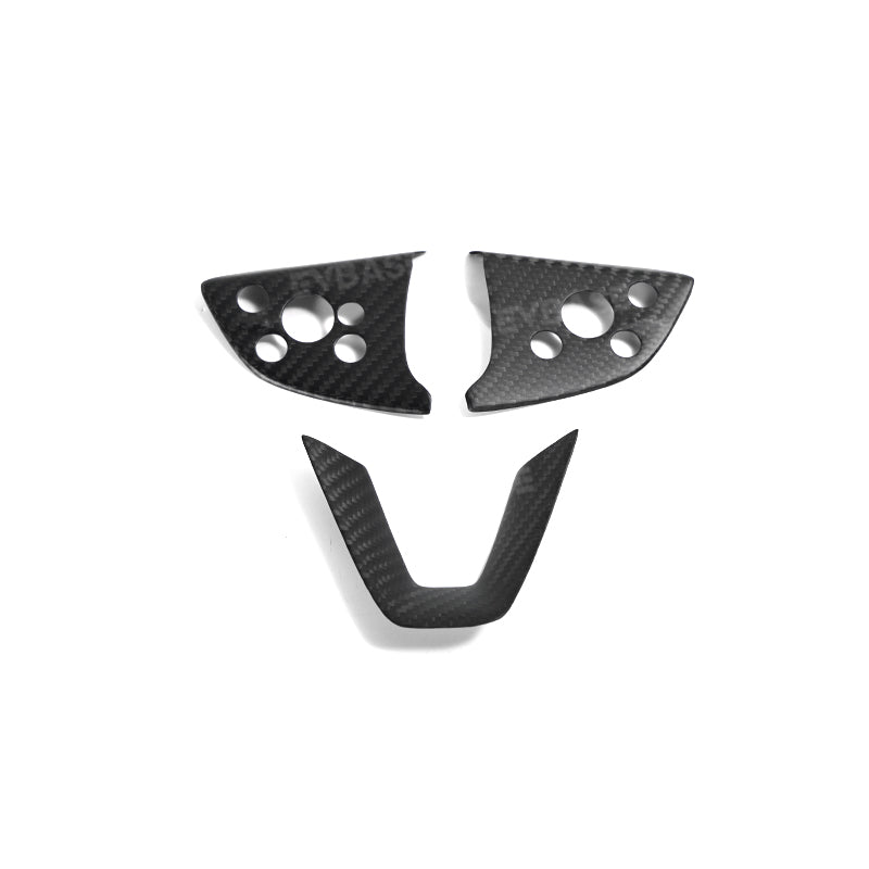 EVBASE Tesla Model 3 Highland Steering Wheel Cover Cap Real Carbon Fiber Decorative Trim Overlay