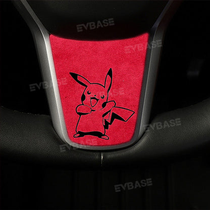 Customized Tesla Model 3 Y Steering Wheel Middle frame Cover Alcantara Suede Cover